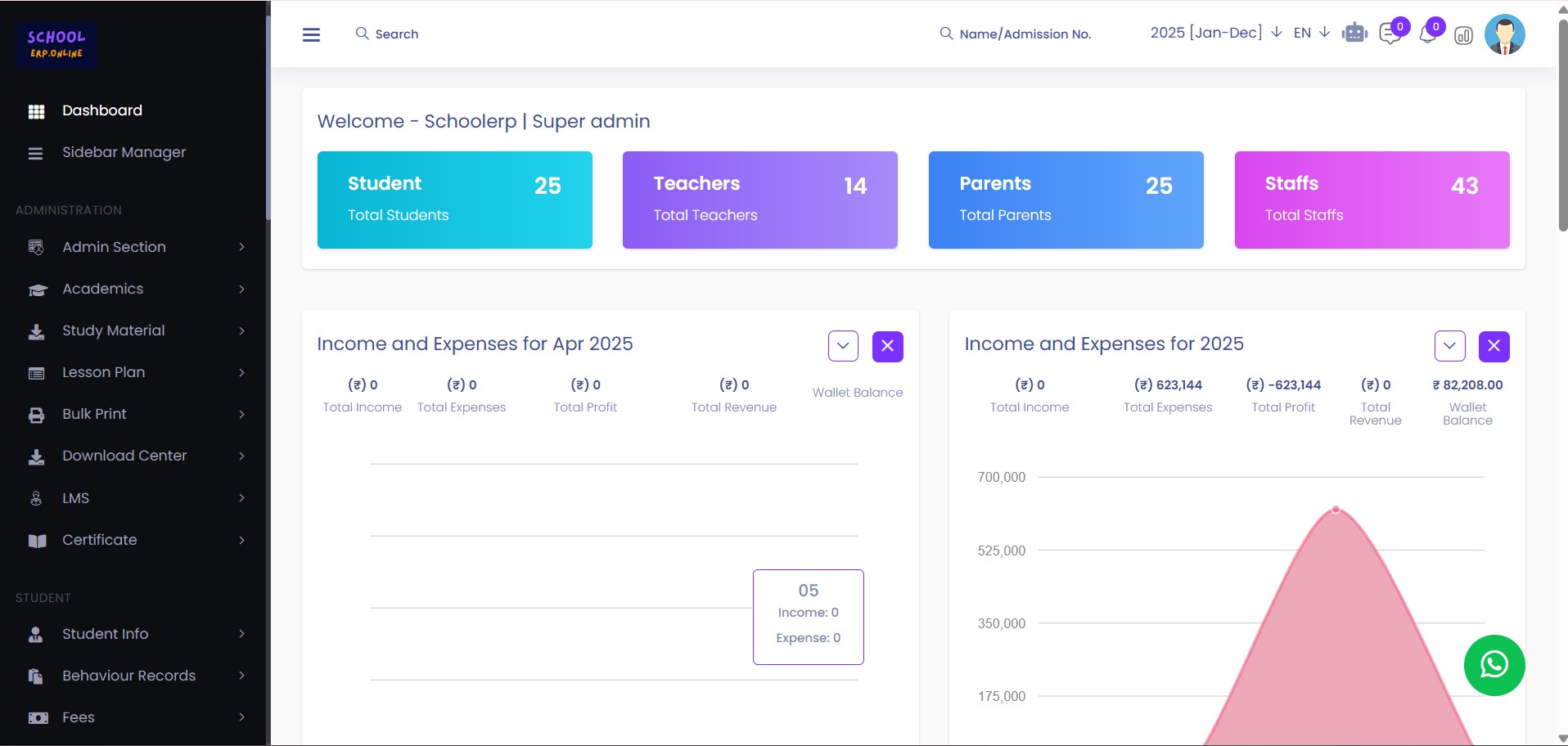 SchoolERP Dashboard